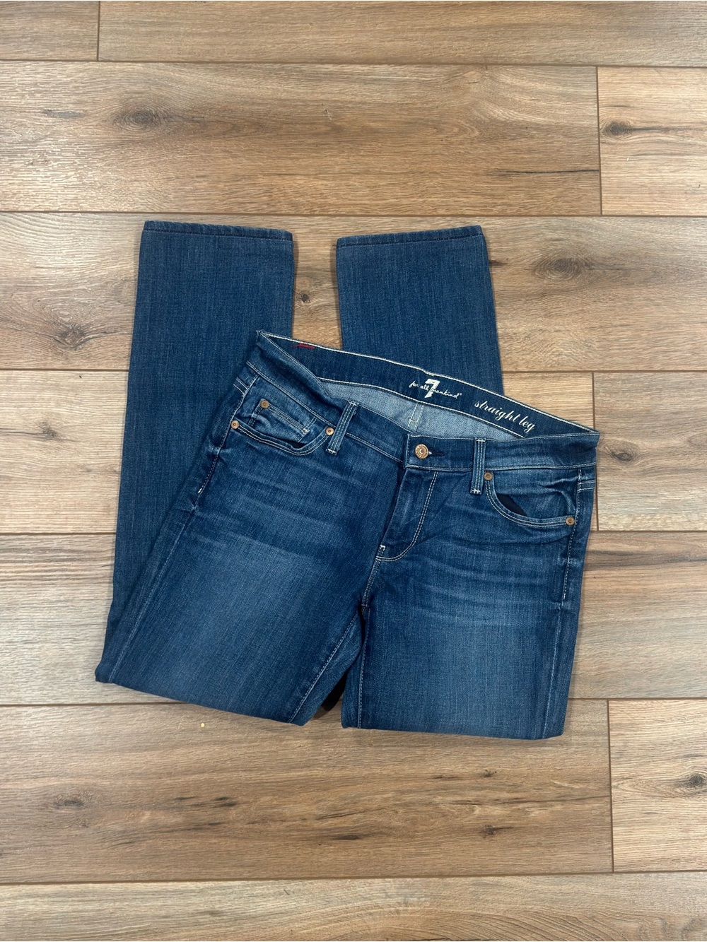7 FOR ALL MANKIND Vintage 2000s Y2k Low-rise Straight Leg Jeans | Size 28 - Picture 3 of 6
